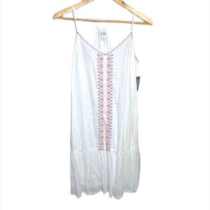 NWT Linen Cotton Halter Racerback White Dress Embroidered Pattern Old Navy